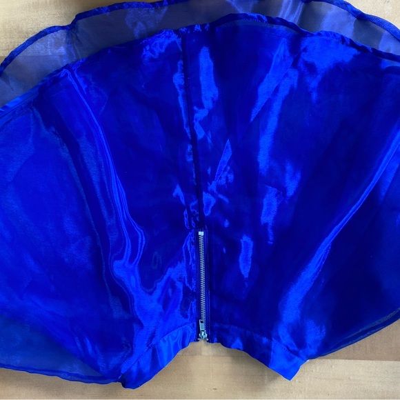 2 for $12 💖 H&M Divided Fairycore Bright Blue Shiny Mini Skirt Size 4 - Picture 3 of 5
